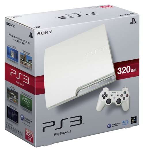 PS3 SLIM CONSOLE (320GB)(limited edition white) 1CONTROLLER AND CABLES
