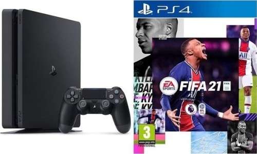 Ps4 slim console 500GB, hdr+ including fifa 21 + 1controller and cables