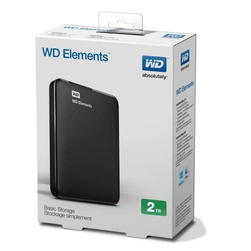 WD Elements Portable 2TB Hard Drive 2.5` EXTERNAL DRIVE (BLACK) - in the box!!