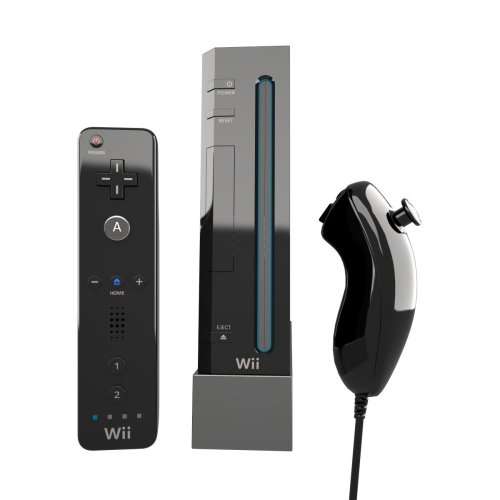 Nintendo Wii - Black, Controller, Nunchuck, PSU, Sensor, Cables - top dust covers missi - GREAT DEAL