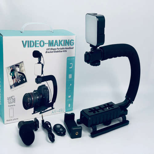 ay 49u  Video making stabilizer U/C - shaped handheld gimbal with 36led light, microphone and mobile