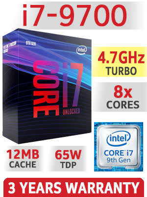Intel 9th gen core i7 9700 3.0ghz cpu - turbo boost up to 4.7ghz 12mb