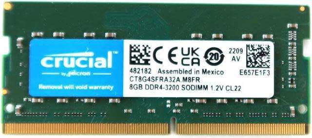 Crucial 8GB DDR4 PC4-3200-CL 22 RAM SODIMM (CT8G4SFRA32A) - GREAT DEALS!!