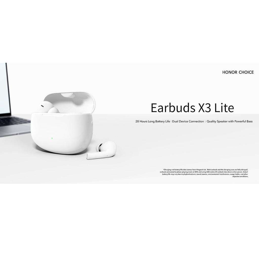 Honor Earbuds X3 Lite 28H Long Battery Dual-Mic AI Noice Cancellation (WHITE) IN THE BOX!!