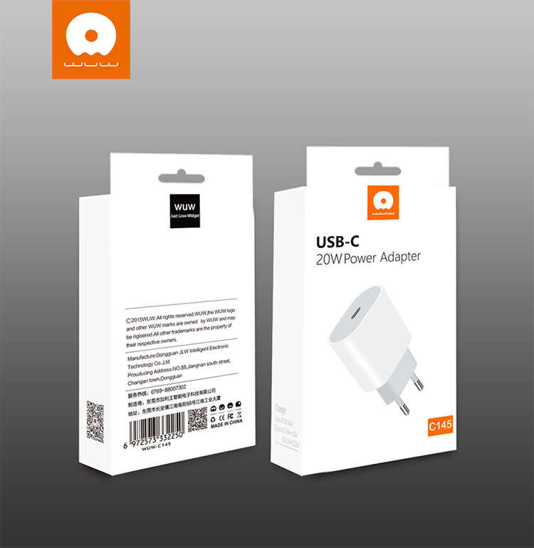 Wuw pd 20w 3a - fast charging adaptor - usb 'C' - c145 - white