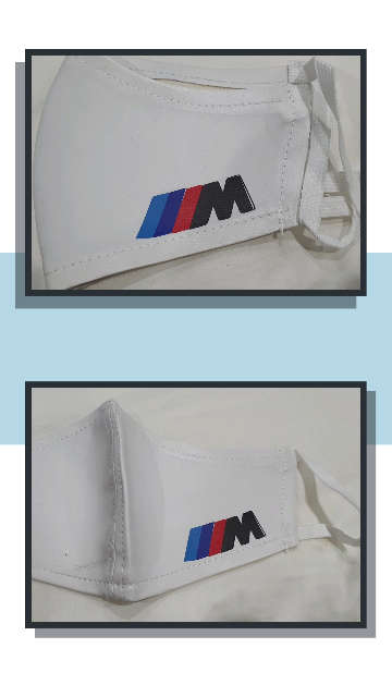 WHITE  BMW  'M'  Face Mask ***R10 Increments... See Shipping Conditions***