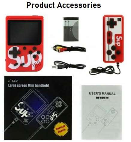 SUP Handheld Retro Gaming Console With Remote Control. 3.0` LED Display. Built-in 400 Classic Games