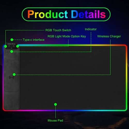 LED Gaming MousePad with Wireless Charger