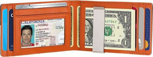 Modern Slim RFID Wallet with Money-Clip