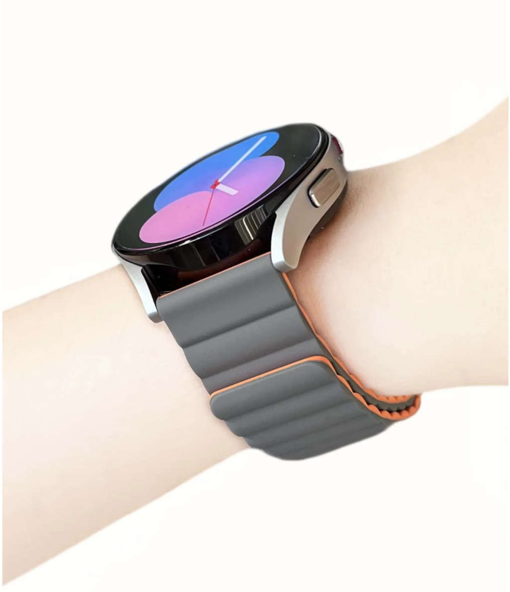 Magnetic Silicone Strap for Samsung Galaxy Watch (Grey/Orange)