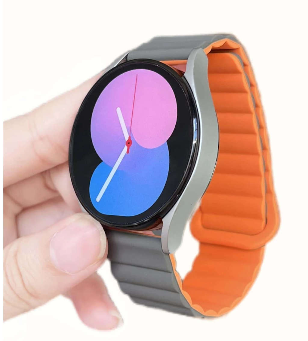 Magnetic Silicone Strap for Samsung Galaxy Watch (Grey/Orange)