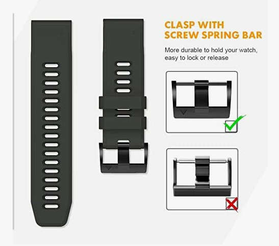 Garmin Fenix DOUBLE SILICONE BLACK Strap ***SEE Description***