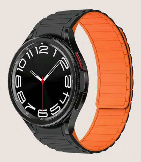 Black/Orange Magnetic Silicone Strap for Samsung Galaxy Watch