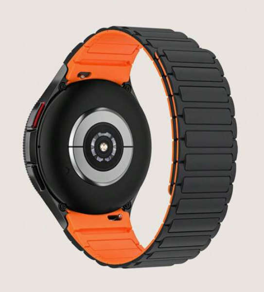 Black/Orange Magnetic Silicone Strap for Samsung Galaxy Watch