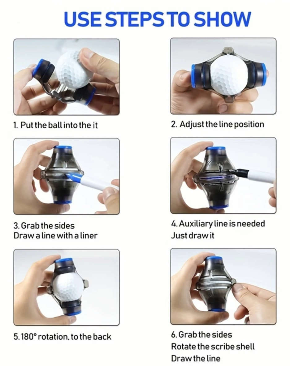 360 Degree Triple 3-Line Golf Ball Marker