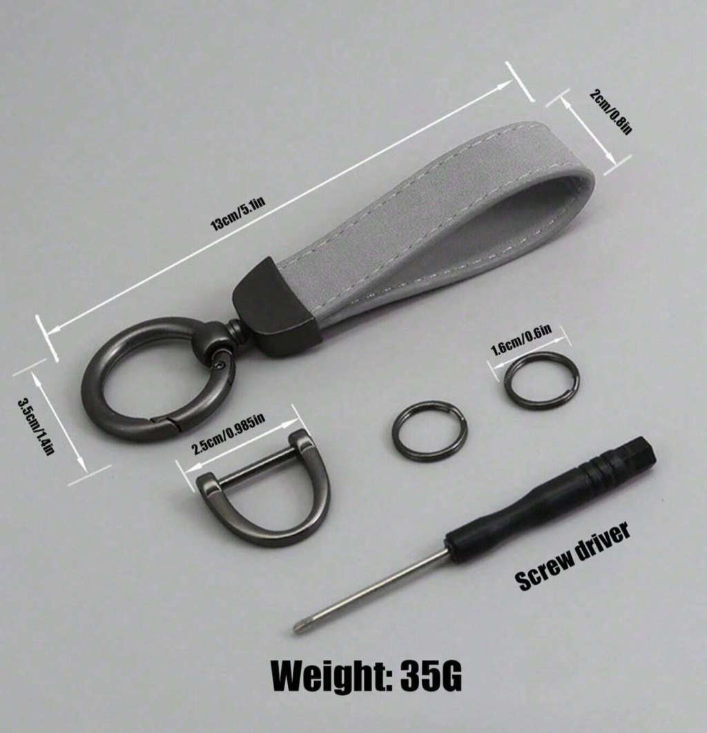 Leather Keychain with Ring Holder