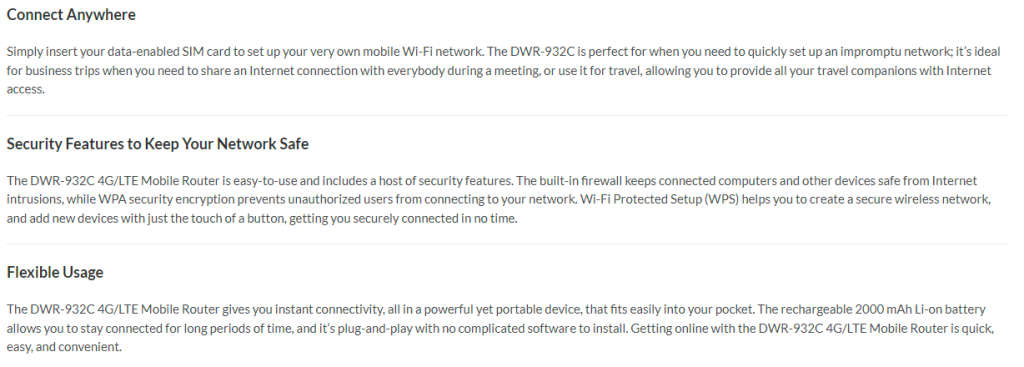 D-Link 4G Mi-Fi Router