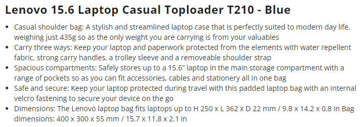 Lenovo Topload Laptop Bag ***Colour not available in SA***