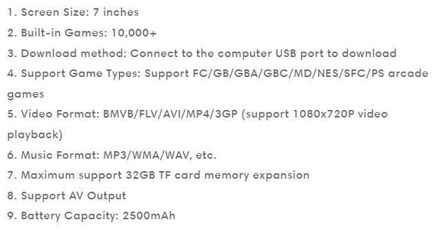 7inch HD Handheld Gaming Console