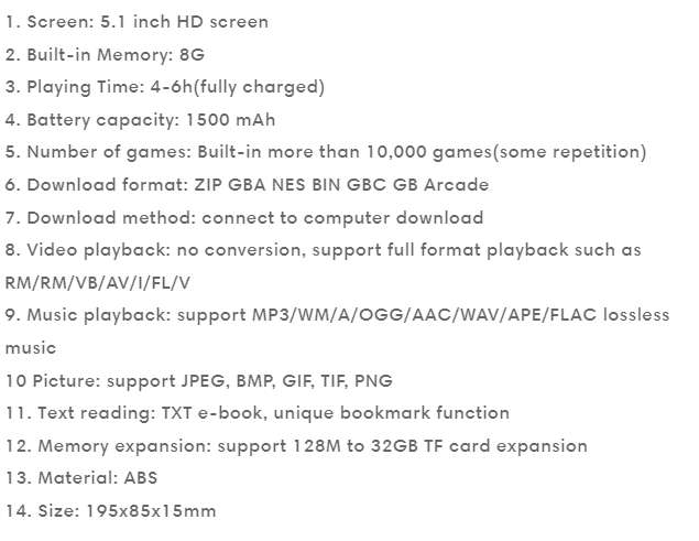 5.1inch HD Handheld Game Console