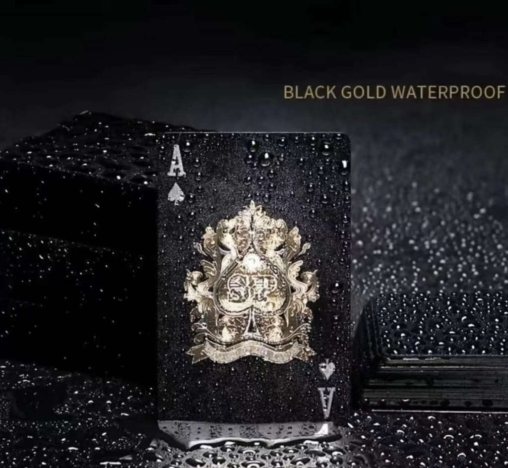 Casino Grade 24k Foil Waterproof Playing Cards (Black)