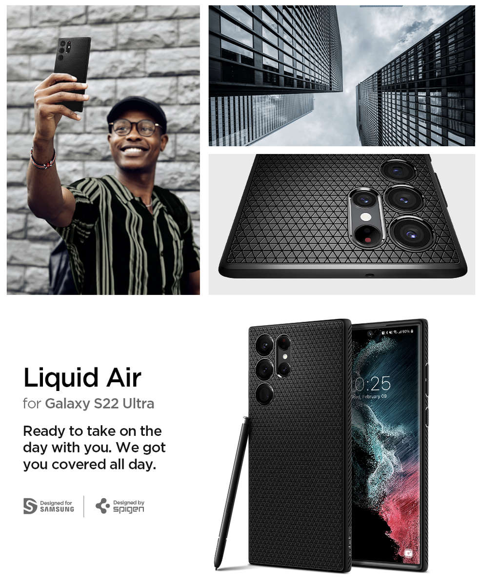 Spigen Liquid Air designed for Samsung Galaxy S22 ULTRA - Matte Black