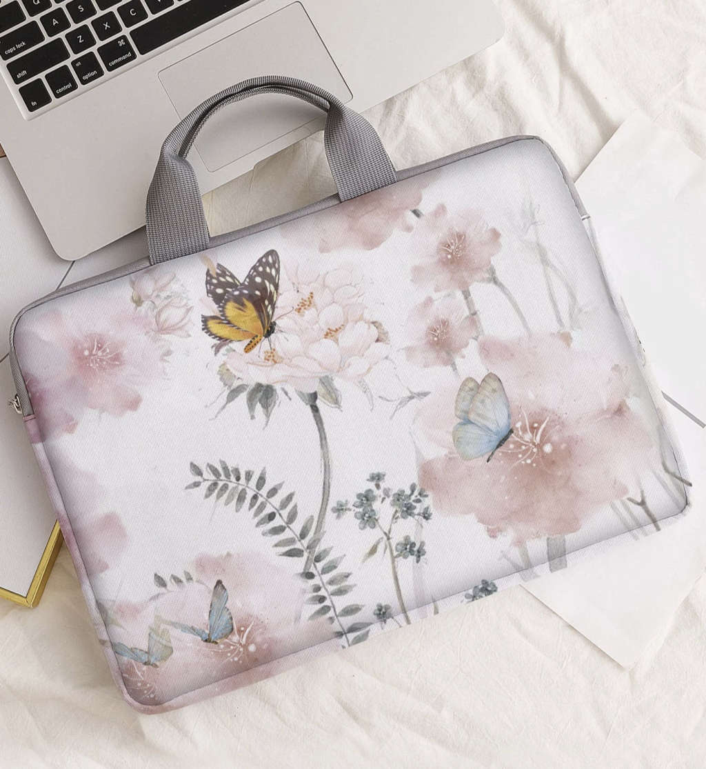 Flower & Butterfly 3D Print Laptop Bag
