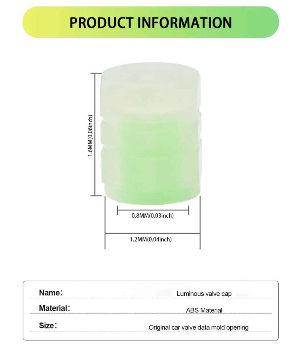 Glow-in-the-Dark Tyre Valve Caps