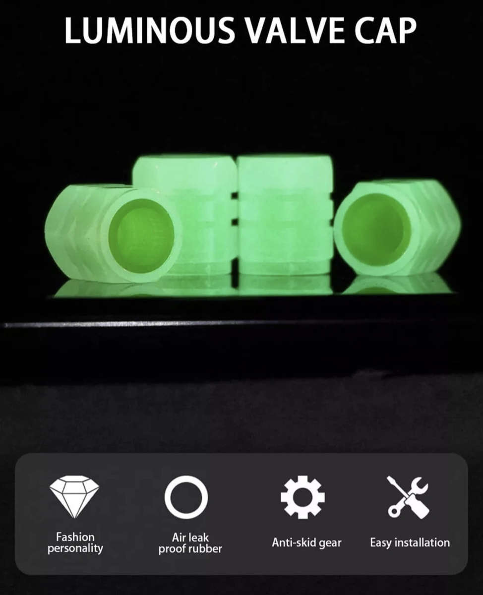 Glow-in-the-Dark Tyre Valve Caps