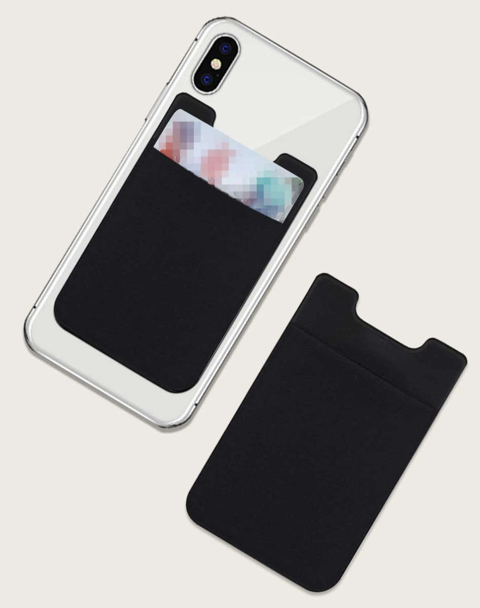 2 card Adhesive Cellphone Card Holder (Black)