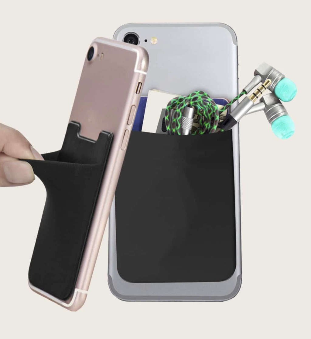 2 card Adhesive Cellphone Card Holder (Black)