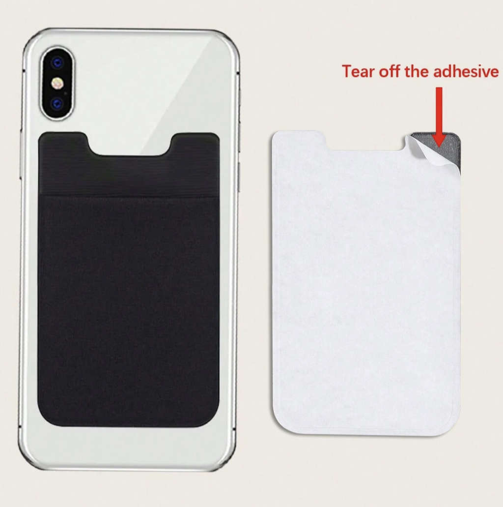 2 card Adhesive Cellphone Card Holder (Black)