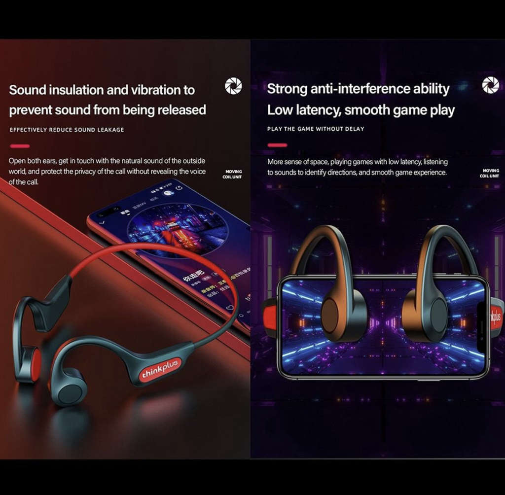 Lenovo- Thinkplus X3 Pro Bone Conduction Wireless Headphones (Black)