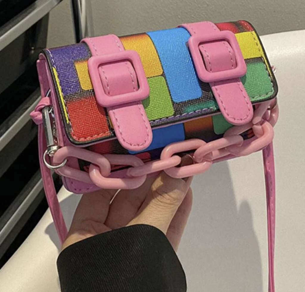 Mini Colour Block Handbag (Pink)