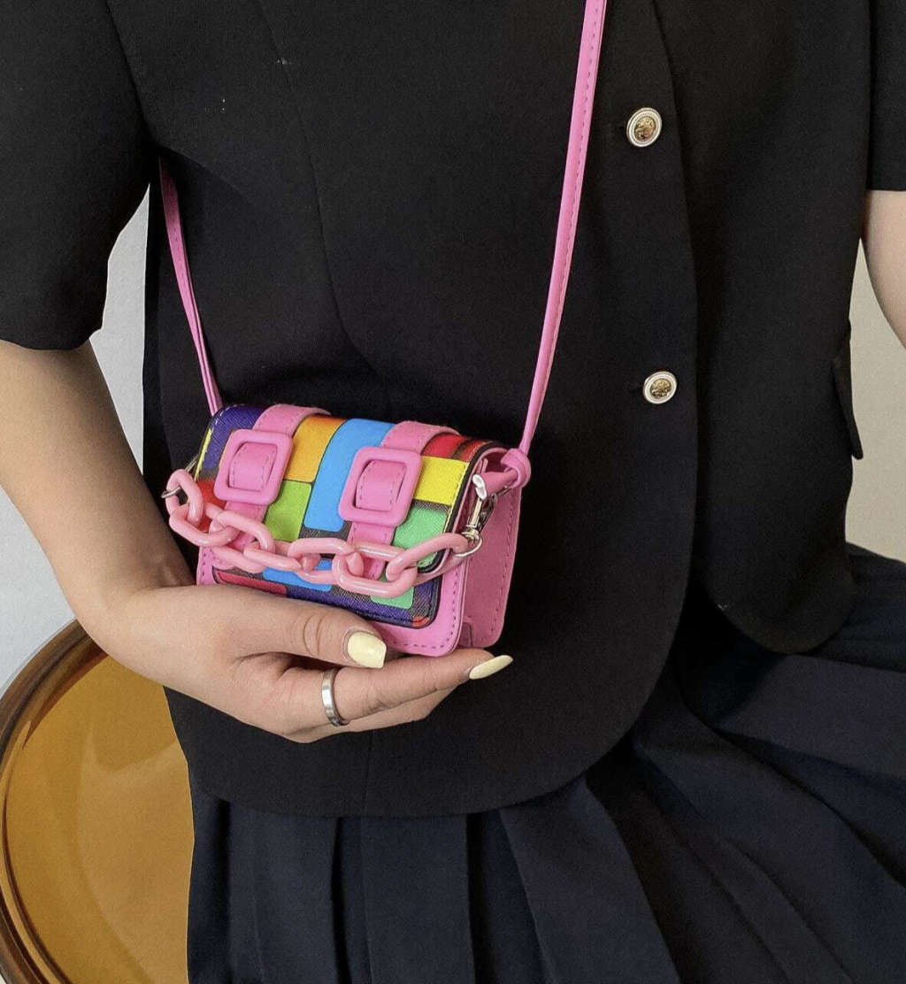 Mini Colour Block Handbag (Pink)