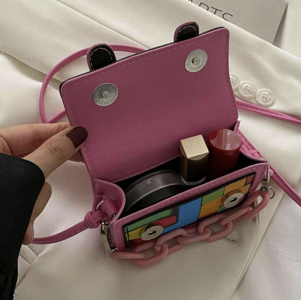 Mini Colour Block Handbag (Pink)