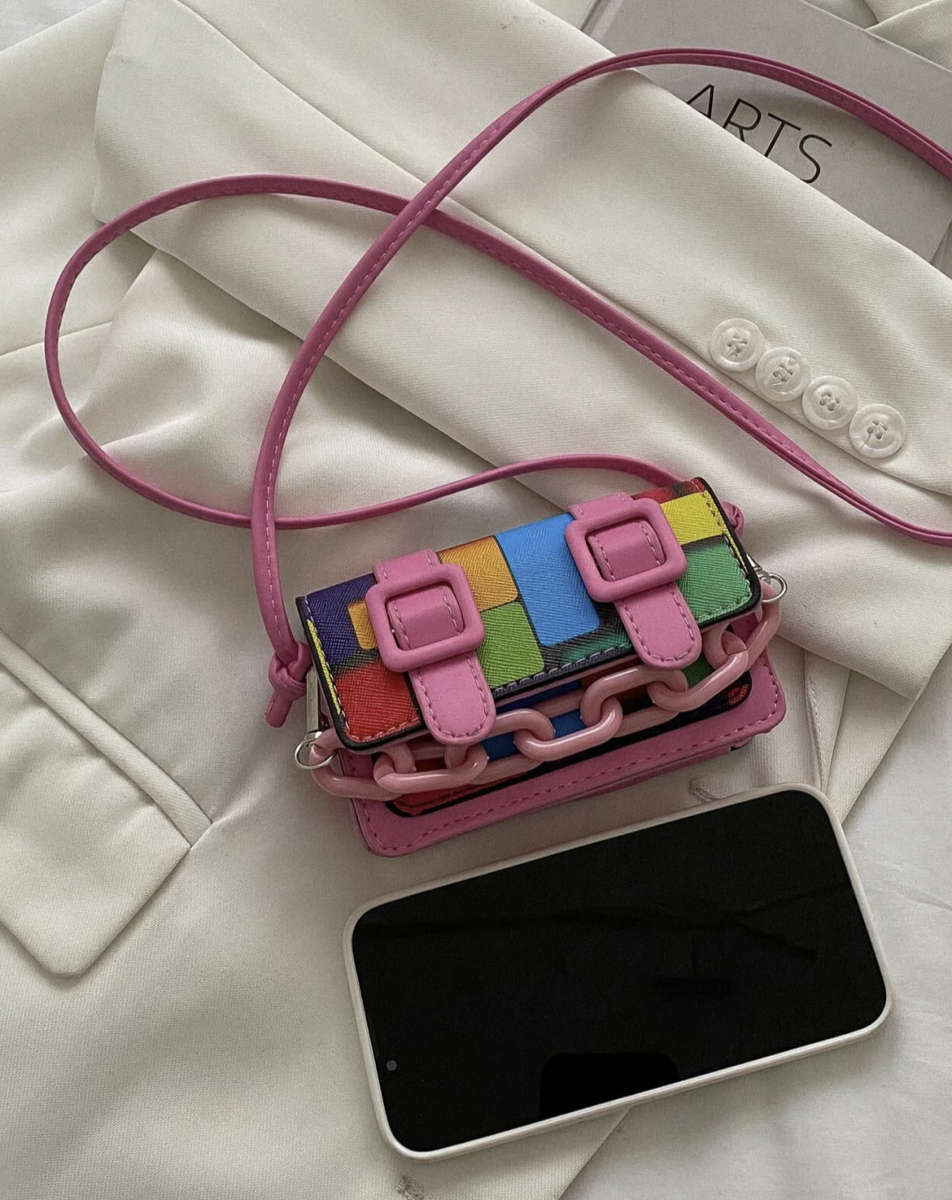Mini Colour Block Handbag (Pink)