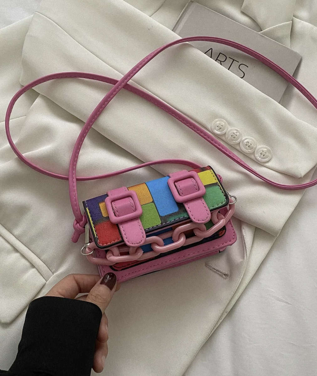 Mini Colour Block Handbag (Pink)