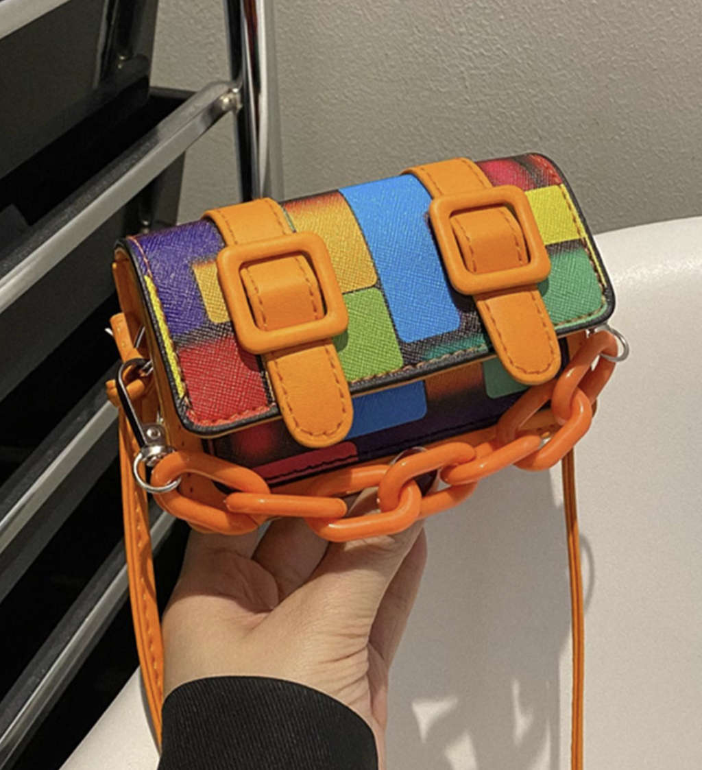 Mini Colour Block Handbag (Orange)