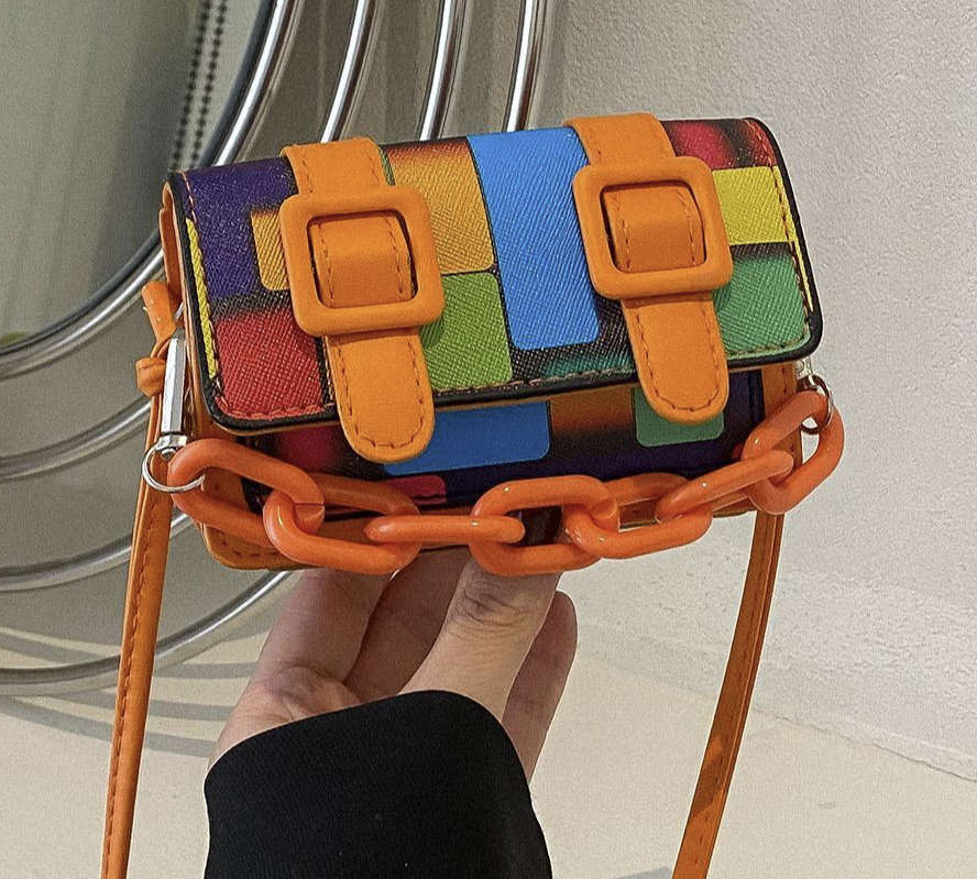 Mini Colour Block Handbag (Orange)