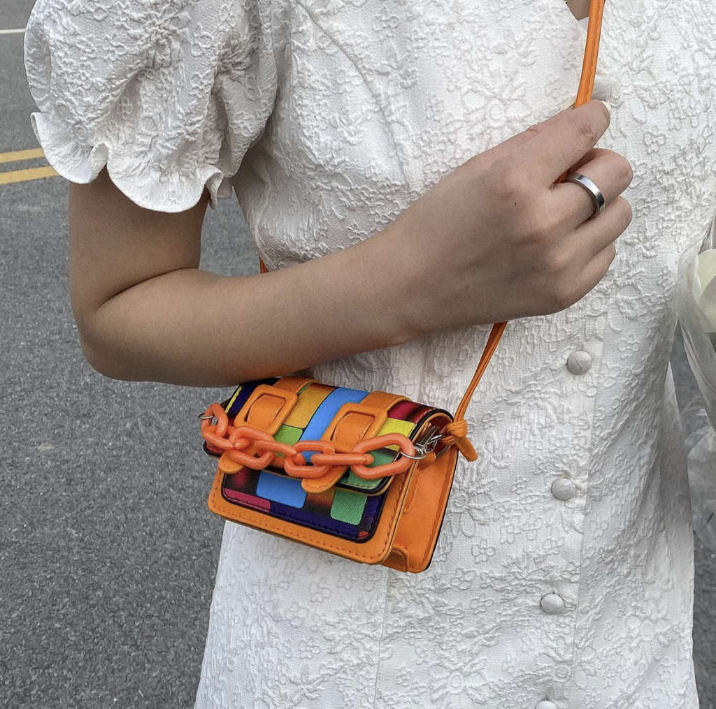 Mini Colour Block Handbag (Orange)