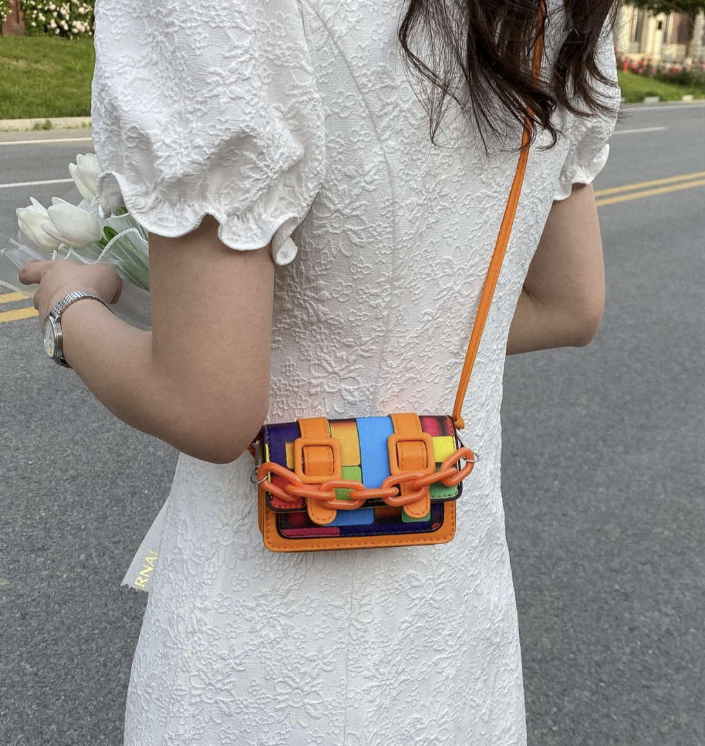 Mini Colour Block Handbag (Orange)