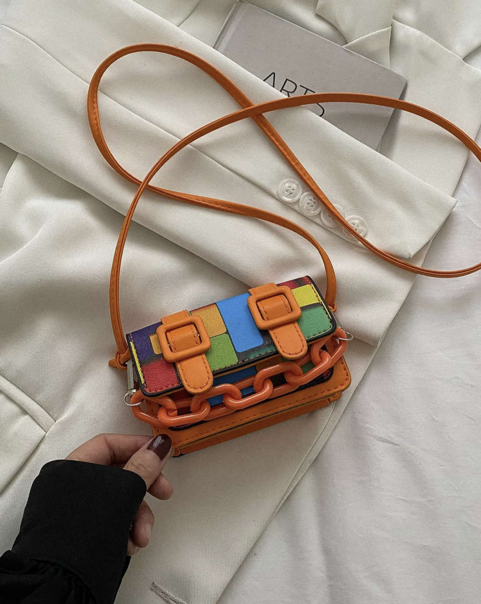 Mini Colour Block Handbag (Orange)