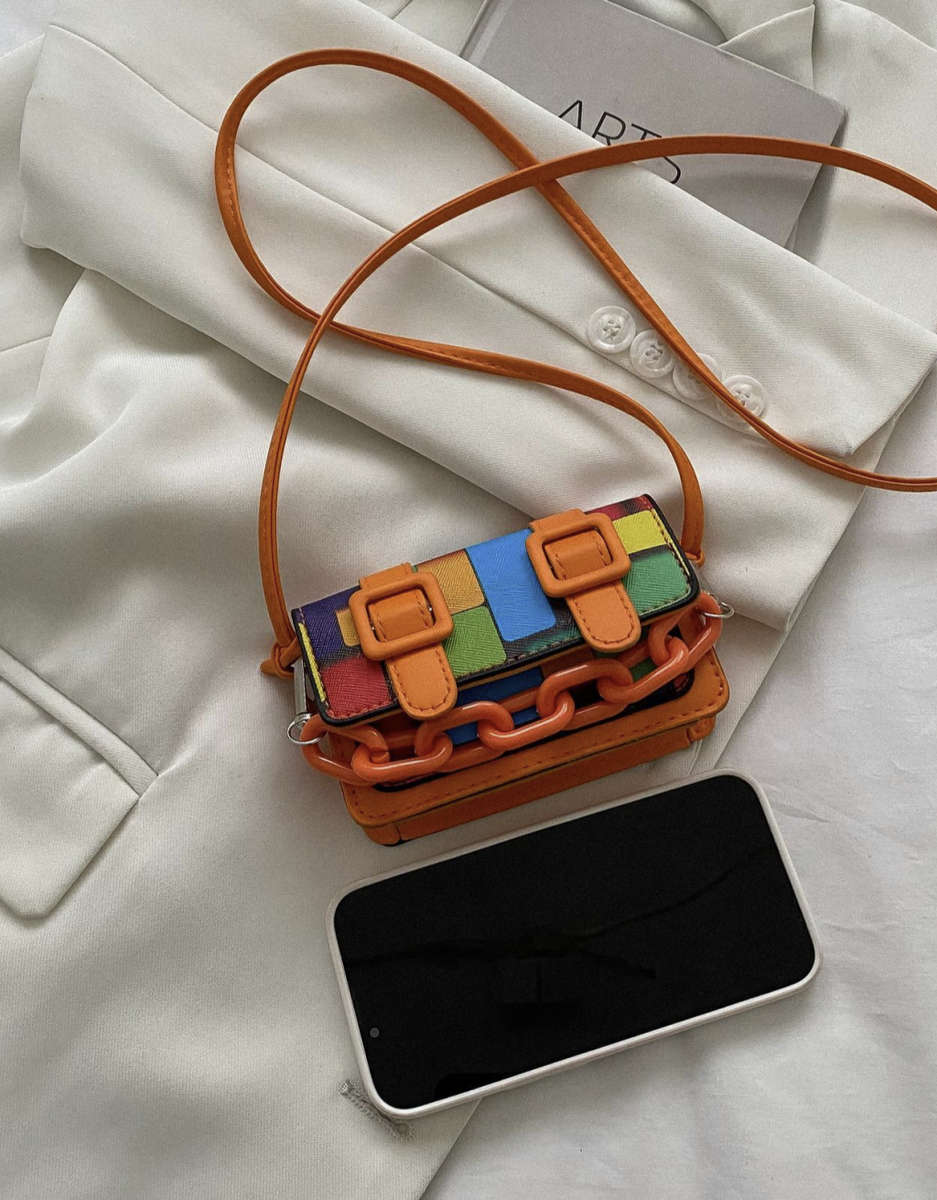 Mini Colour Block Handbag (Orange)