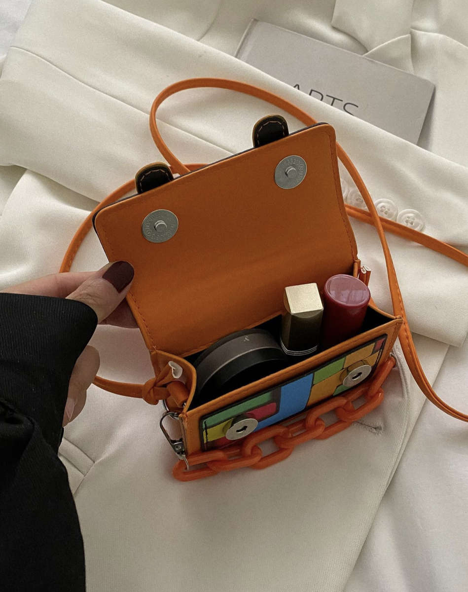 Mini Colour Block Handbag (Orange)