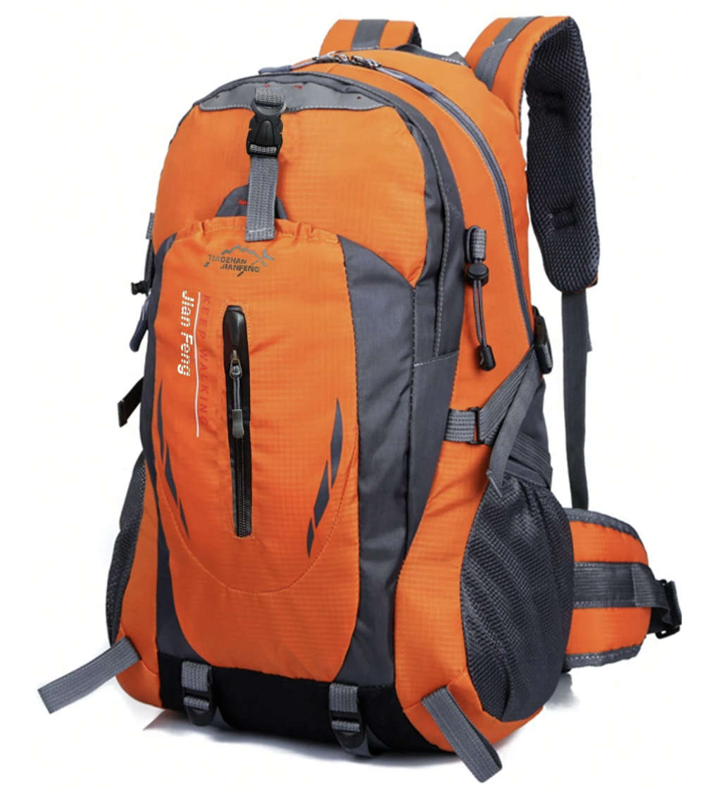 40L Unisex Water Resistant Travel / Hiking Backpack (Orange)