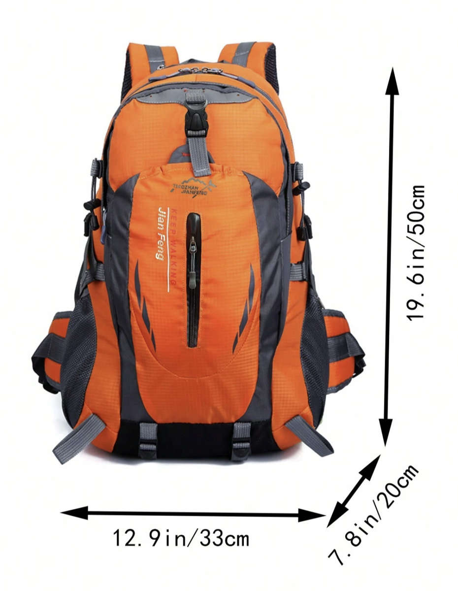 40L Unisex Water Resistant Travel / Hiking Backpack (Orange)