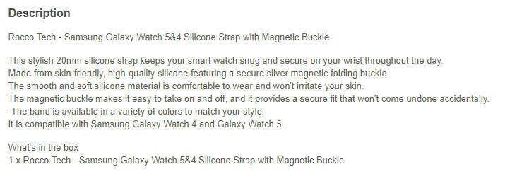 Grey Silicone Strap for Samsung Watch