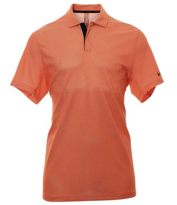 ***GOLF*** TIGER WOODS Collection Nike Mens Dri-Fit ADV Golf Polo - Crimson Bliss /Turf Orange/Black