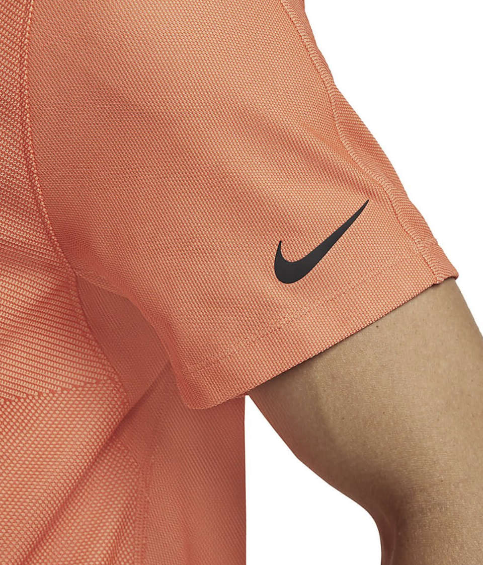 ***GOLF*** TIGER WOODS Collection Nike Mens Dri-Fit ADV Golf Polo - Crimson Bliss /Turf Orange/Black